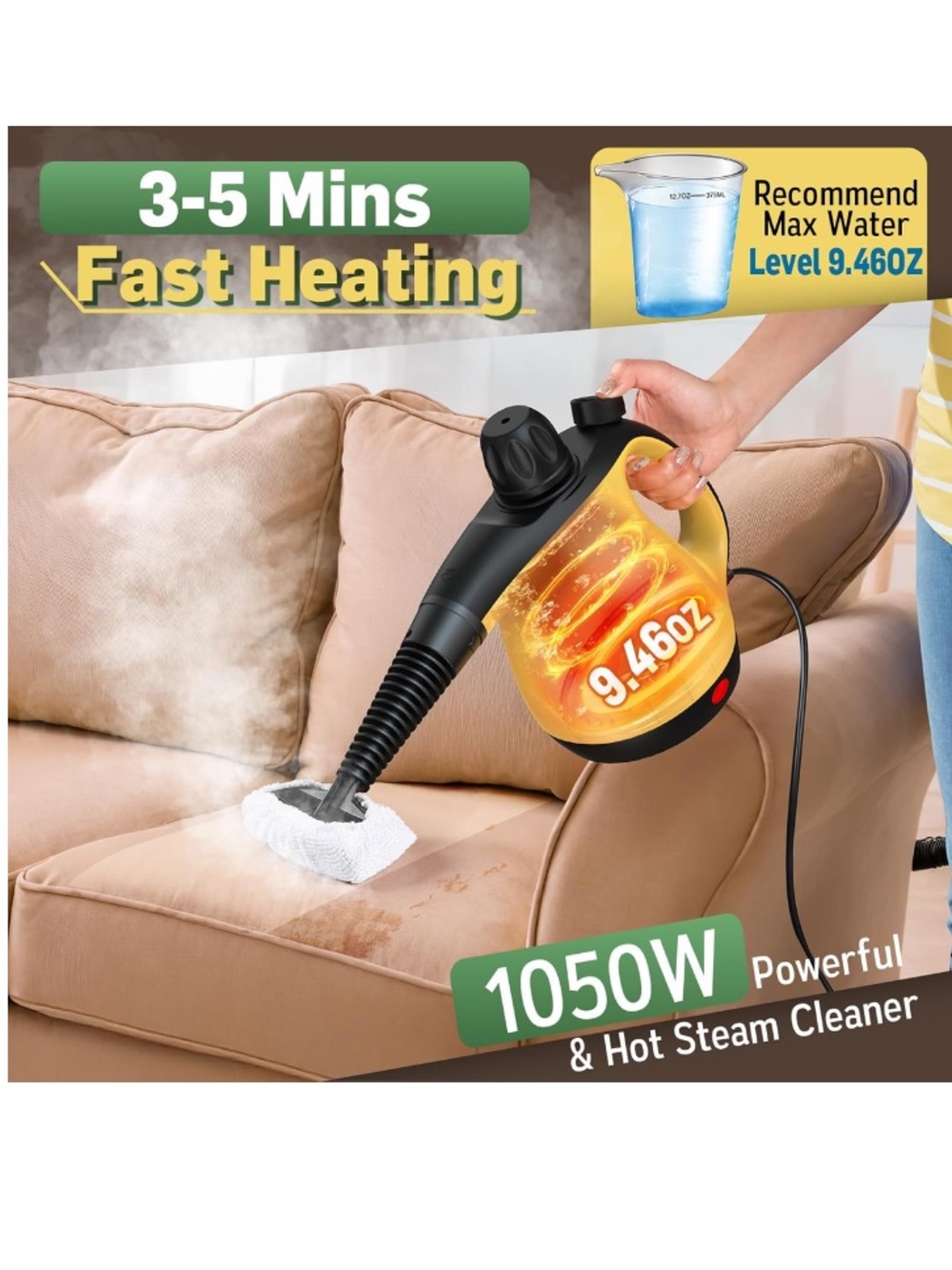 Pressurized Handheld Steam Cleaner for Home Deep Cleaning with Accessories - Picture 4 of 6